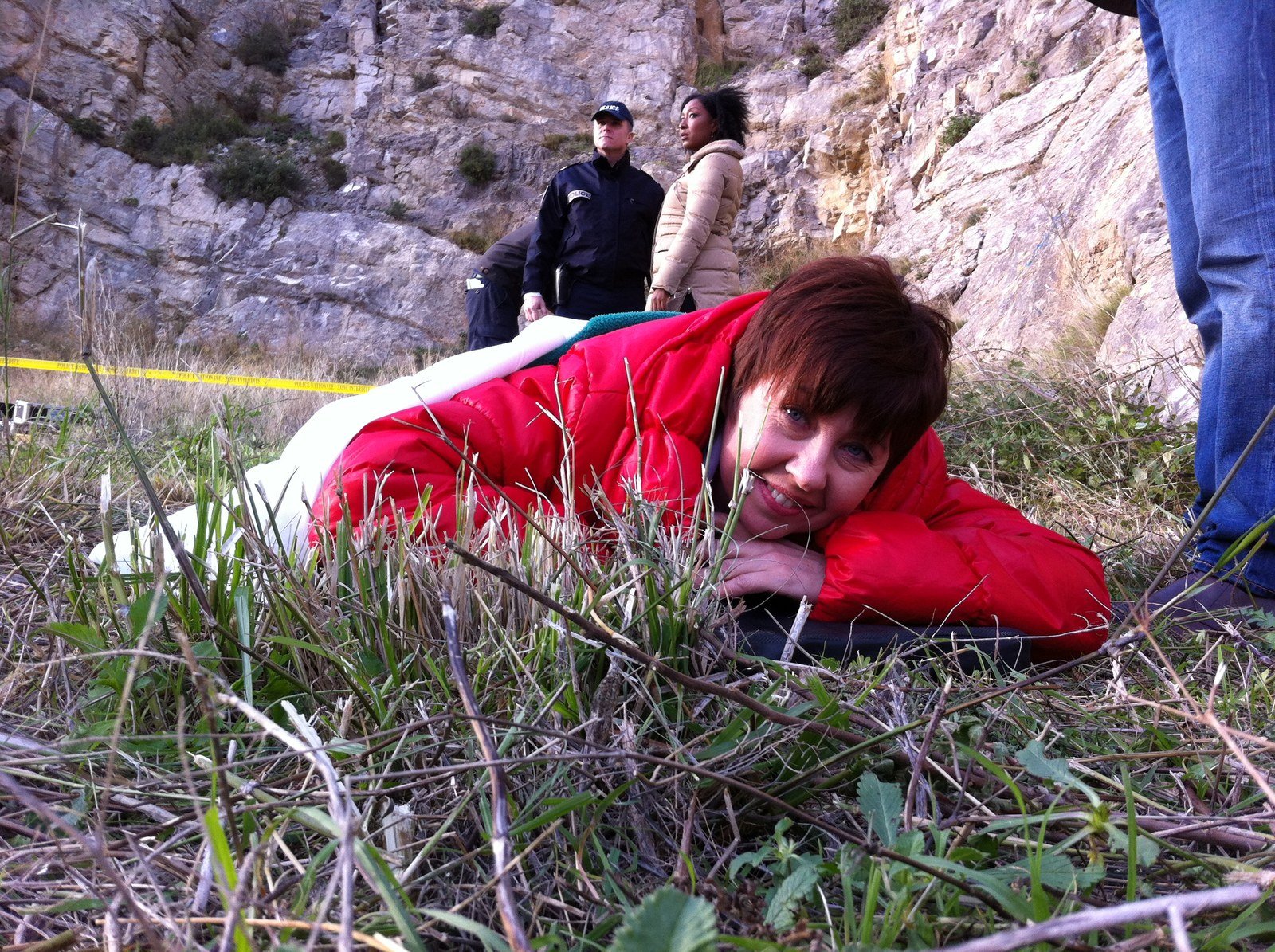 Laurence Le Dantec sur le tournage d'une scène de police de Plus belle la vie, 2014